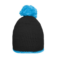 Pompon Hat with Contrast Stripe - Topgiving