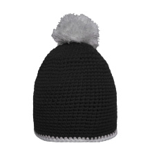 Pompon Hat with Contrast Stripe - Topgiving